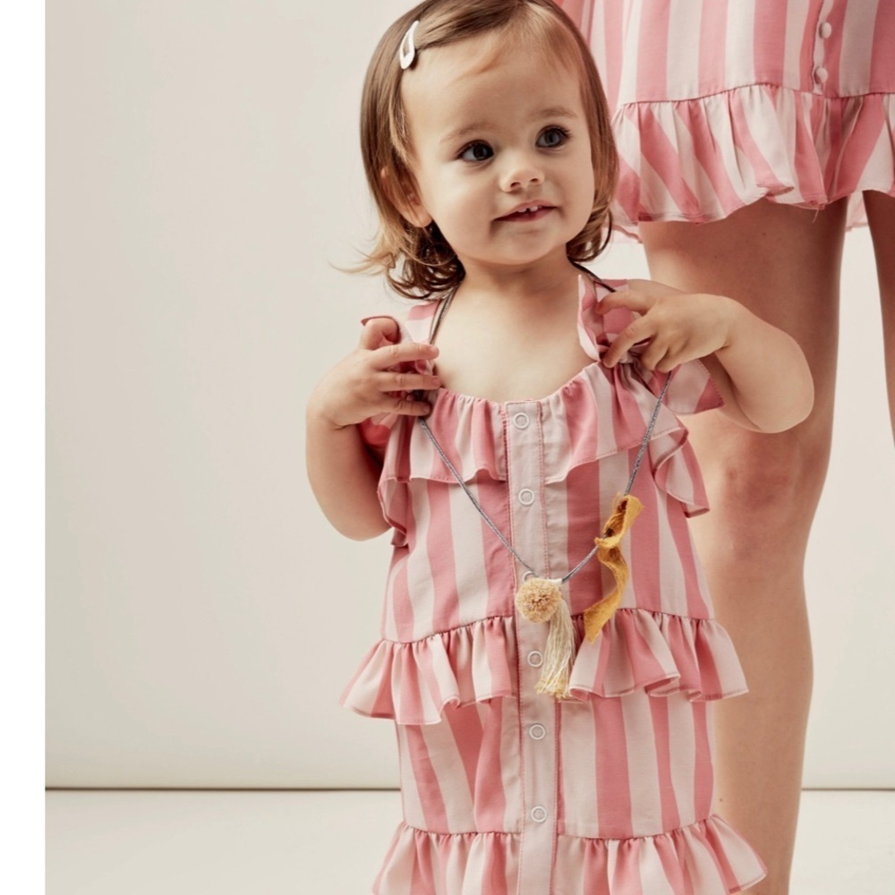 For Love And Lemons Pink Striped Kids Dress